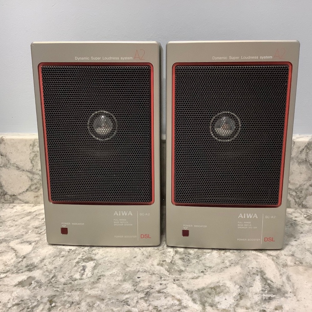 Vintage AIWA COMPACT Speakers 6.5" H x 4" W